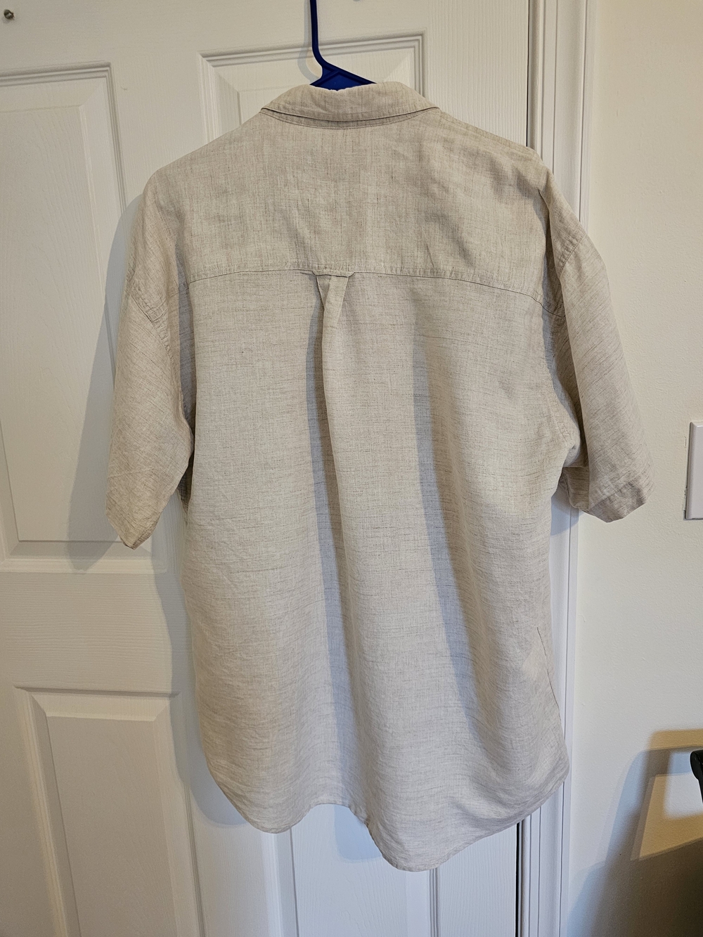 Chaps Men's Short-Sleeve Linen Blend, Button-Down Shirt in Beige - Picture 3 of 4